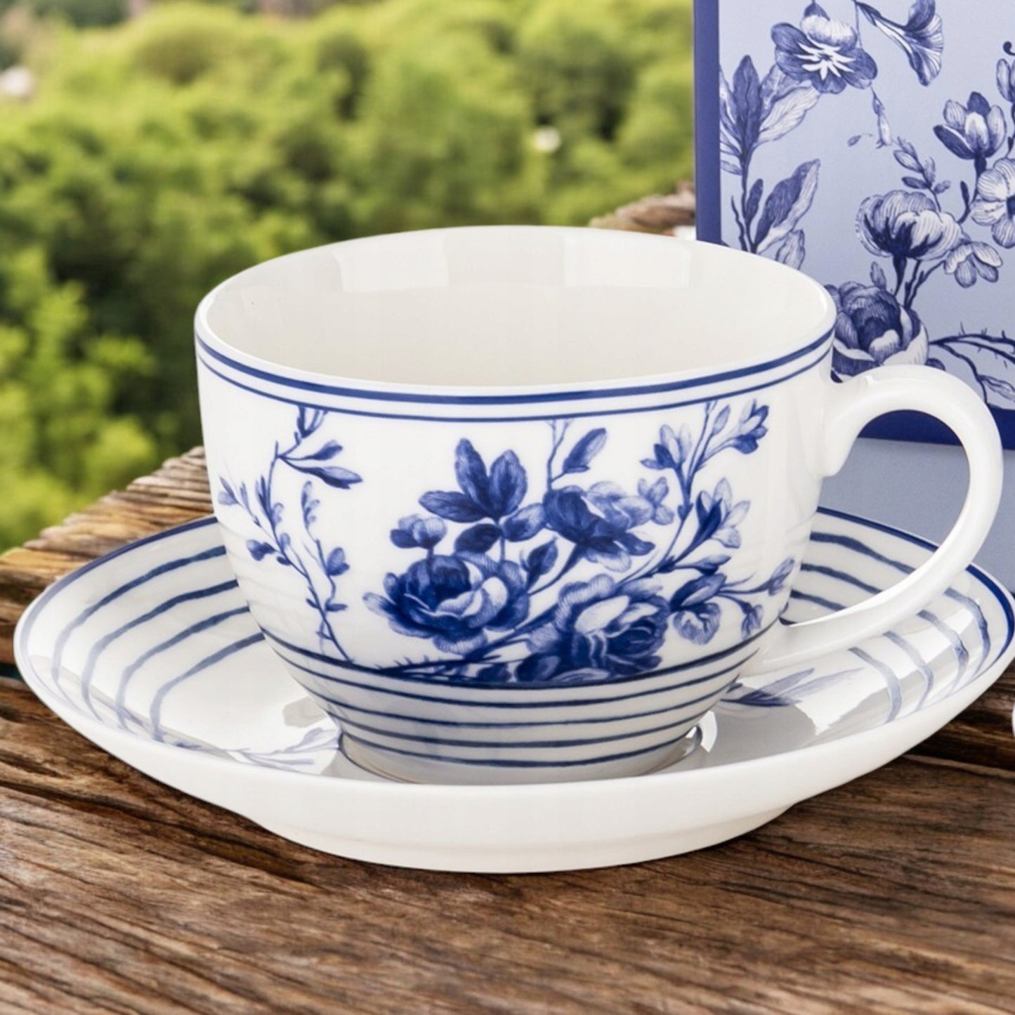 zestaw komplet filiżanek niebieski Filiżanka 2szt w pudełku porcelana