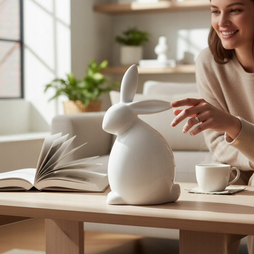 Zajączek figurka wielkanocna dekoracja biała ceramika 20 cm