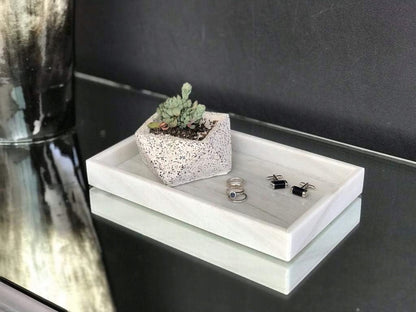 Taca Dekoracyjna Patera ozdobna marmurowa biała 30x20 cm