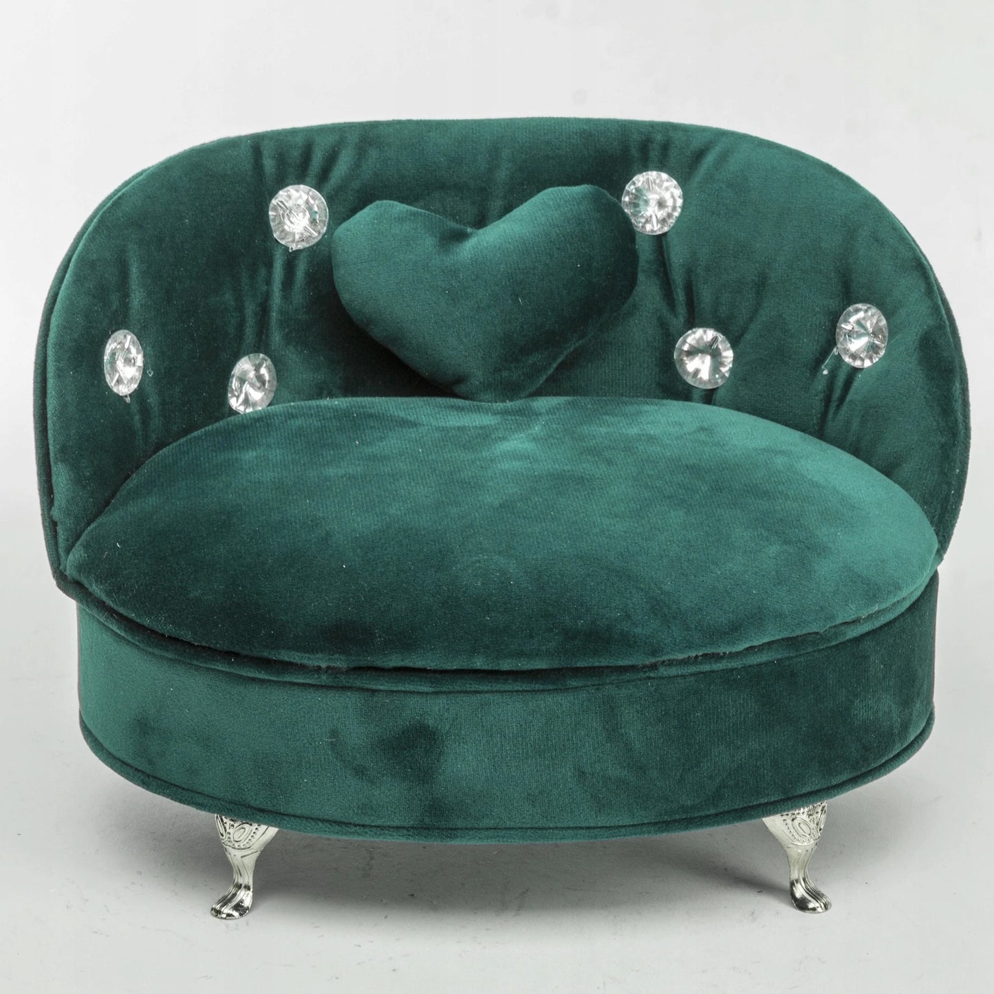 Szkatułka na biżuterię aksamitna sofa zielona glam