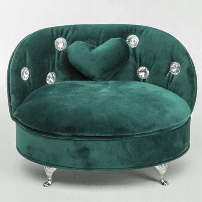 Szkatułka na biżuterię aksamitna sofa zielona glam