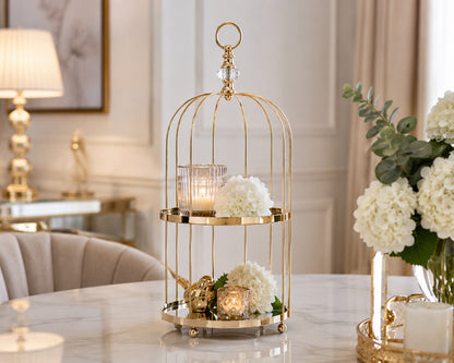 Patera dekoracyjna klatka etażerka glamour złota candybar półka na perfumy