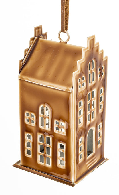 Figurka świąteczna Dekoracja Domek kawowy metal 14x7x7,5