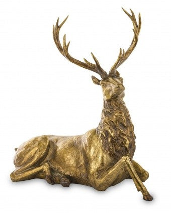 Figurka świąteczna renifer złoty tworzywo sztuczne 50x52x19 cm Antique