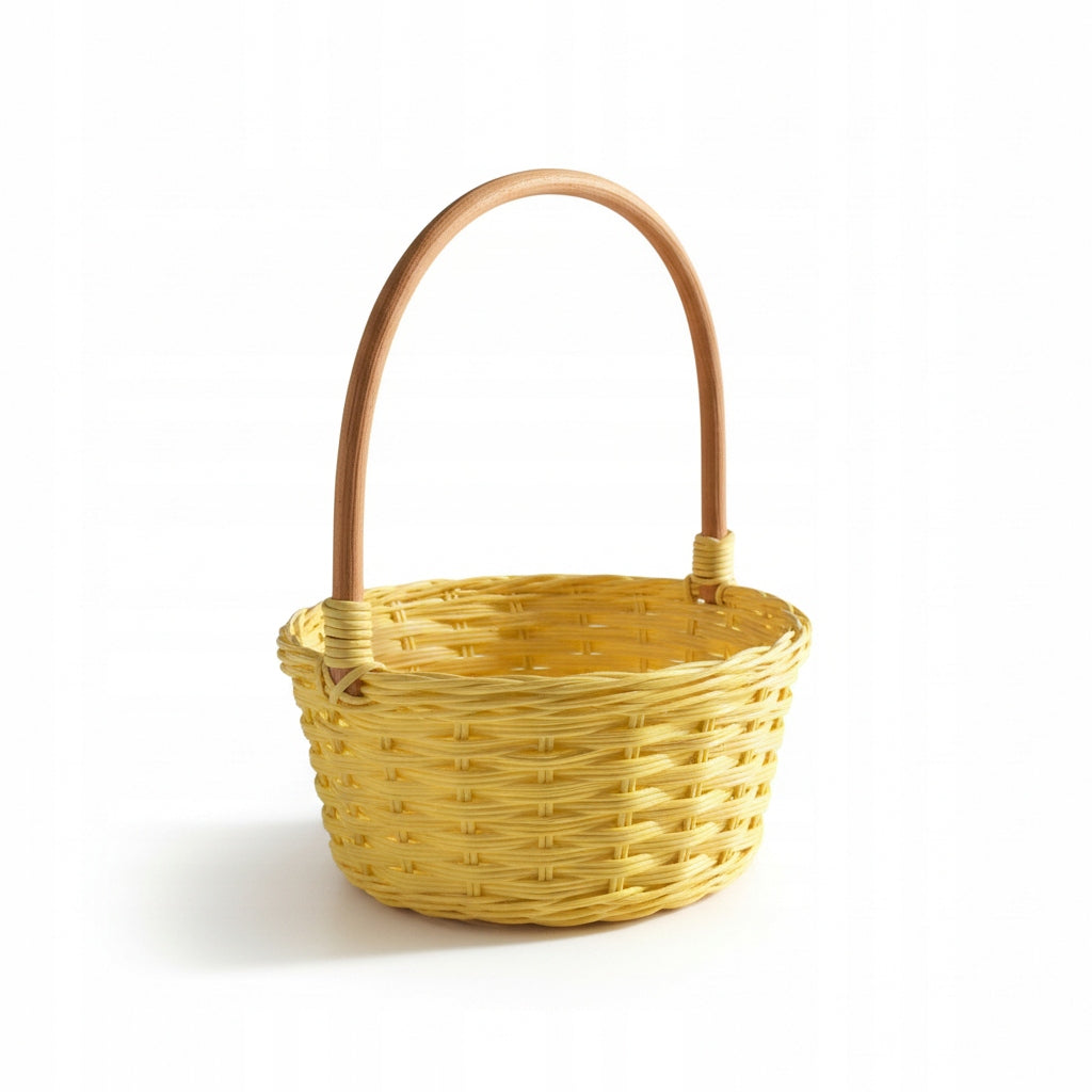 kosz wiklinowy żółty wielkanocny koszyczek 19 cm okragły na święconkę