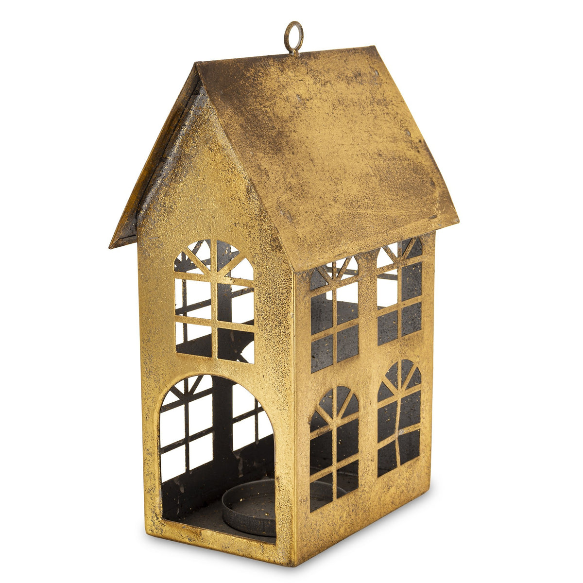 Figurka świąteczna Dekoracja Metalowa Domek złoty 27x11,5x18