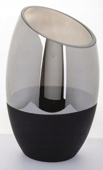 Wazon Szklany Srebrno-Czarny - Wysokość 22 cm glamour