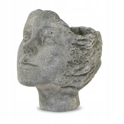 Osłonka betonowa głowa szara doniczka19 cm beton szary