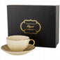 Filiżanka z podstawką do kawy herbaty kremowa porcelana 220 ml prezent