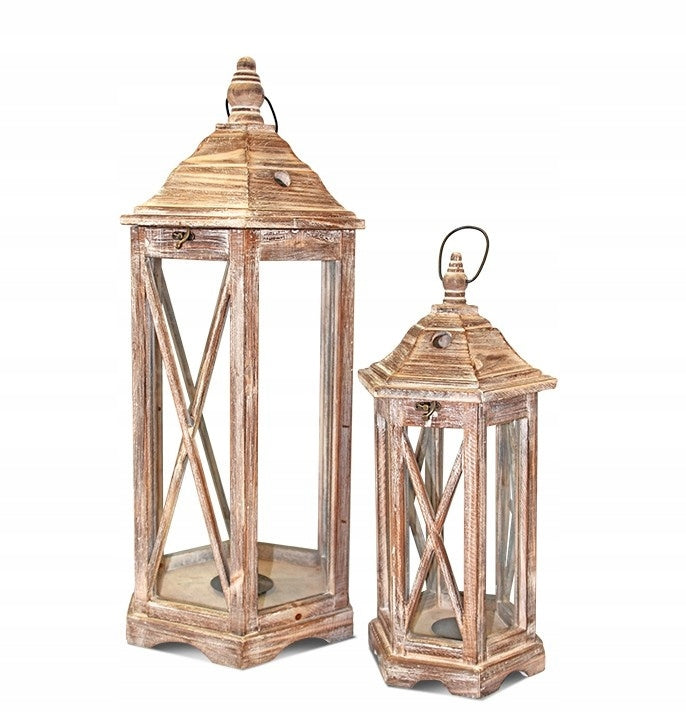 2szt. Lampion Zestaw Lampionów drewnianych 67 i 45 cm XXL duży