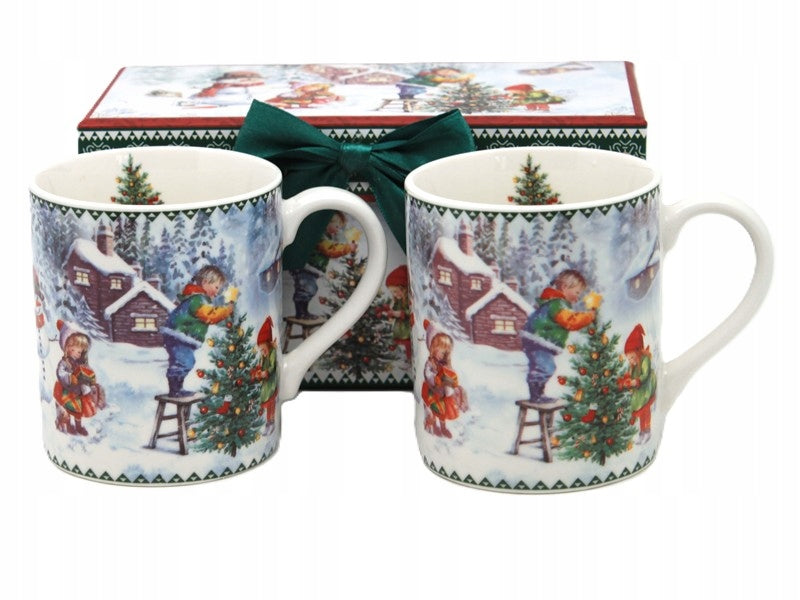 Kolekcja świąteczna zima Zestaw 2 Kubków Porcelanowych 250 ml prezent