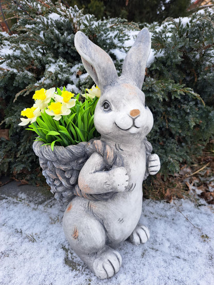 Osłonka figurka zając koszyk 41 cm Królik wielkanocny doniczka koszyczek