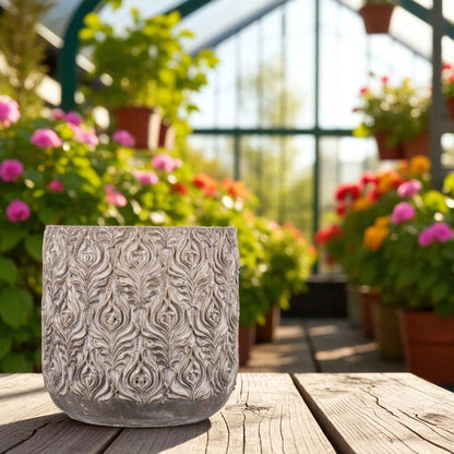 Osłonka 21 x 21 cm betonowa doniczka złoto brązowa cementowa