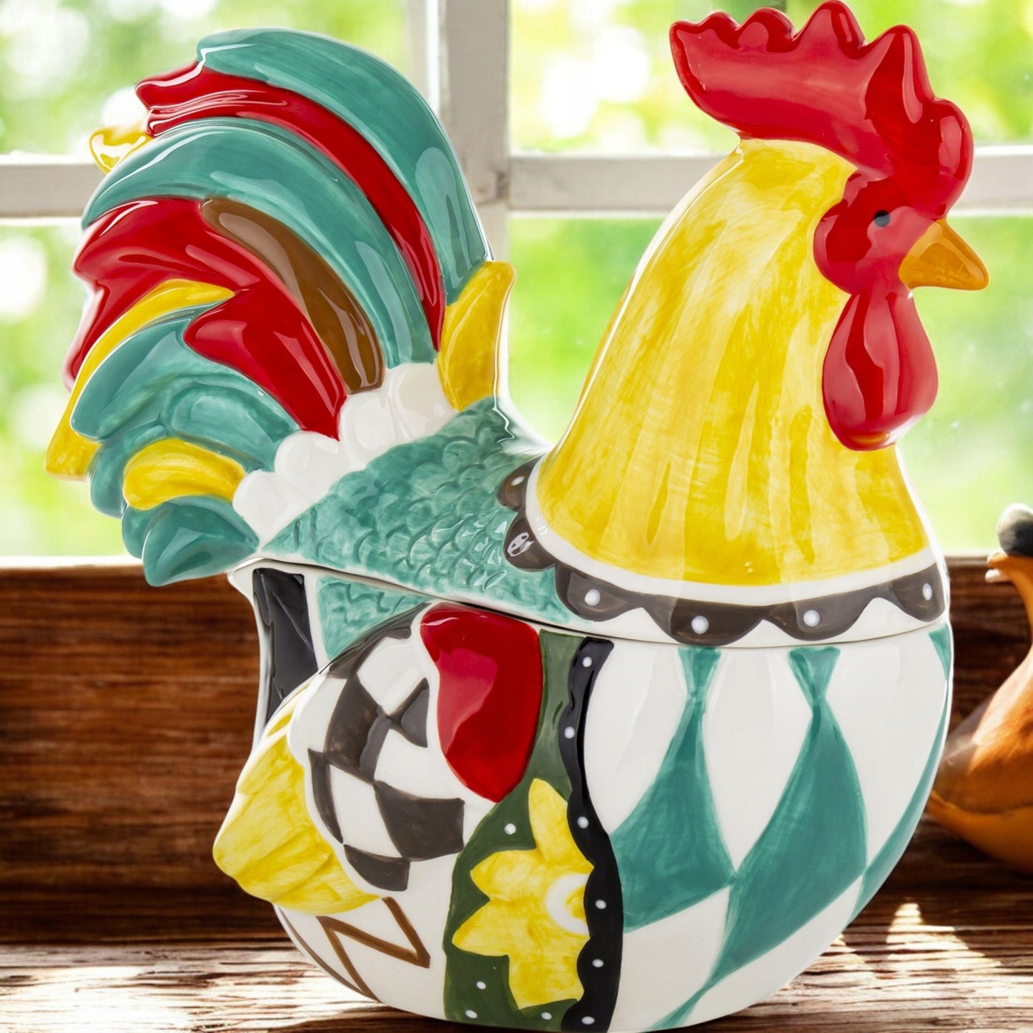 Pojemnik z pokrywką Figurka wielkanocna ceramika kogut 26 cm stroik