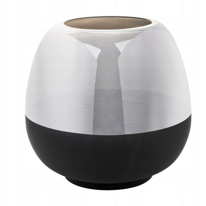 Wazon dekoracyjny srebrno-czarny 23 cm szklany kula glamour