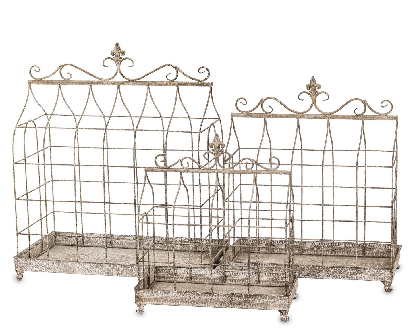 Klatka dekoracyjna metalowa komplet 2 szt. beżowy, brązowy 69x58x31,5 59x50x27 48x41x21,5