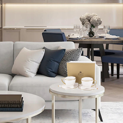zestaw 2 filiżanek talerzyków łyżeczek komplet porcelanowy do kawy herbaty