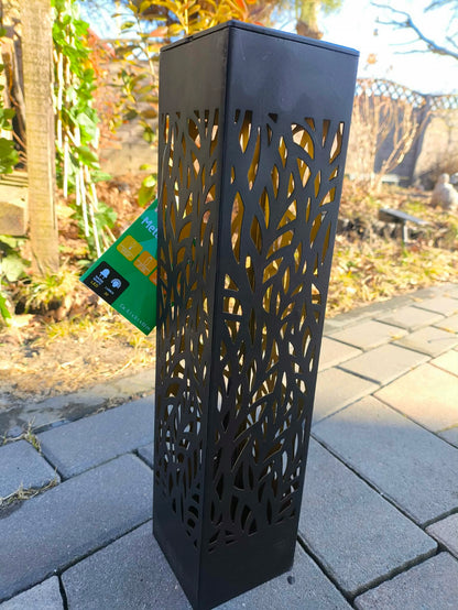 Lampa solarna ogrodowa czarna 53 cm ciepłe światło LED dekoracyjna słupek
