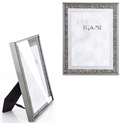 Ramka na zdjęcie zdjęcia srebrno-czarna glamour 23,5x18,5x2-12 srebrna
