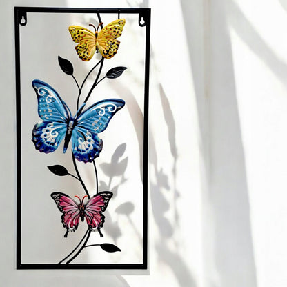 dekoracja ścienna metalowa motyle 57 x 29 cm ogrodowa obraz metalowy