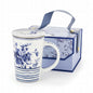 Kubek z Zaparzaczem Porcelana Niebieska Blue Pokrywka Sitko 300 ml