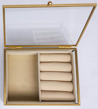 Szkatułka na biżuterię złota szklana 5,5x17x14 glamour kasetka pudełko