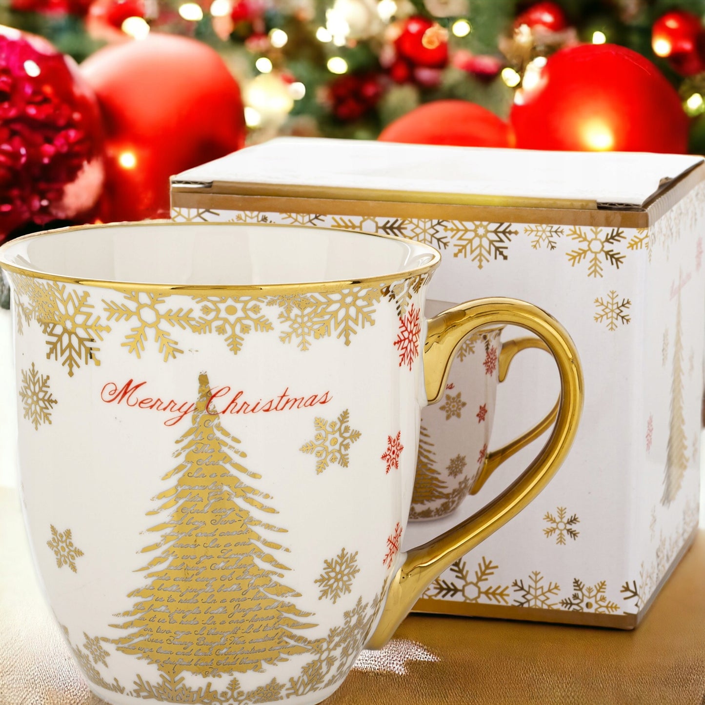 Kubek filiżanka świąteczna w pudełku porcelana prezent świąteczny mikołajki