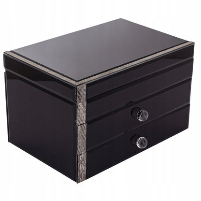 Szkatułka na biżuterię szklana premium z szufladkami pudełko organizer