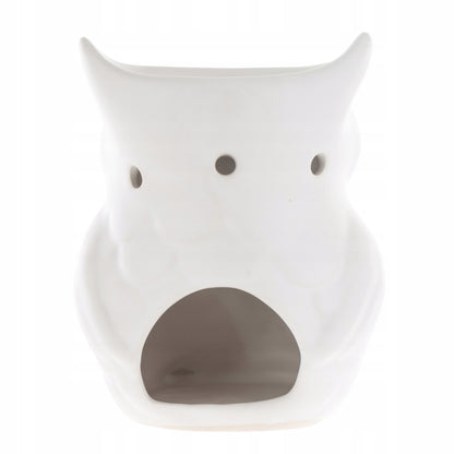 Kominek zapachowy ceramiczny biały sowa figurka podgrzewacz olejków 12 cm