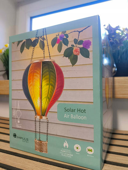 Lampa dekoracyjna solarna balon płomyk led czujnik zmierzchu 19x62 cm
