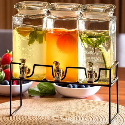 Komplet słoików z kranikiem 3x1,5L dozownik dystrybutor do lemoniady, soku