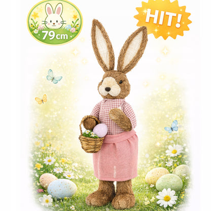Duża Figurka Królik Wielkanocny 79 cm Dekoracja XXL Z Koszykiem zając