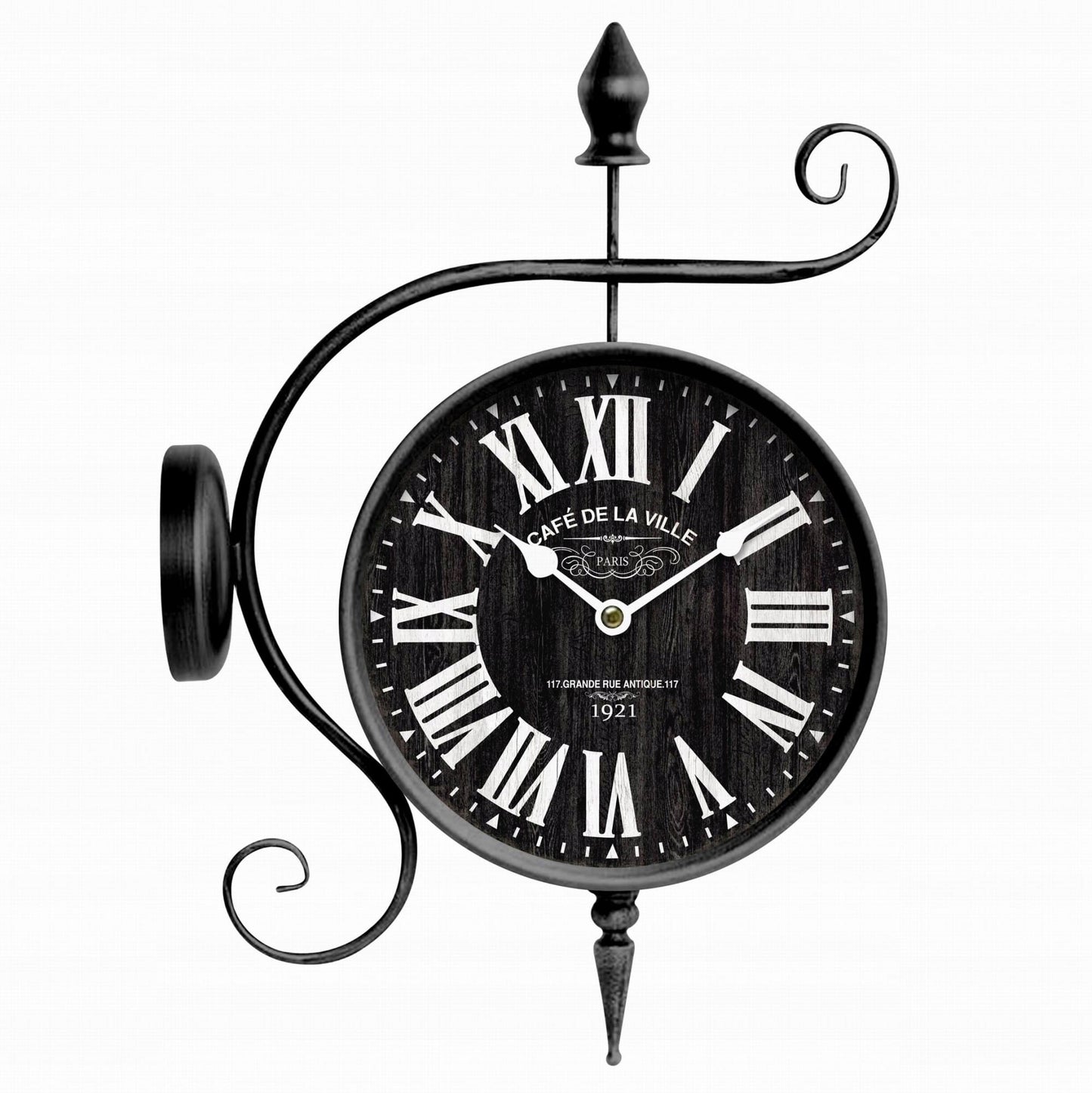 Zegar ścienny dwustronny Retro dworcowy loft metalowy 36cm czarny