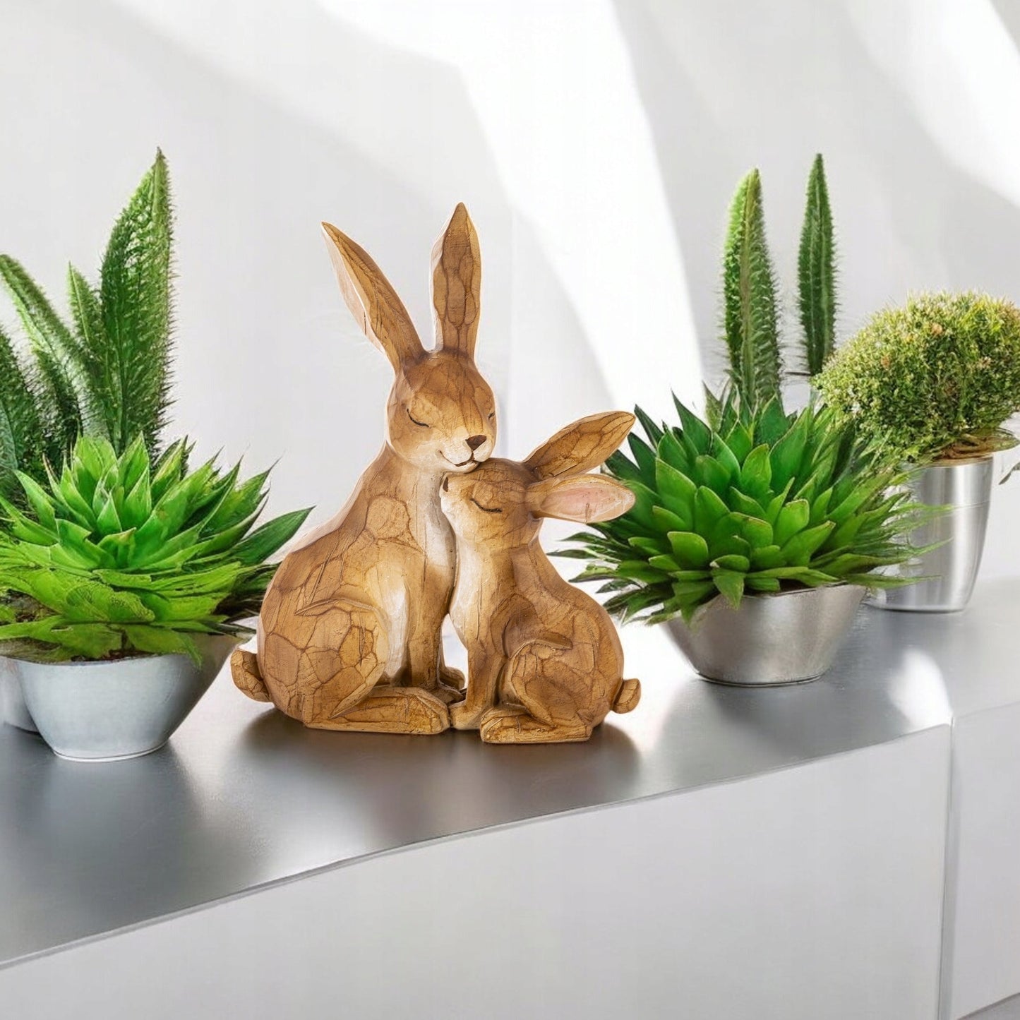 Figurka Króliki Wielkanocne 24 cm Dekoracja na Święta Ozdoba Stołu zając