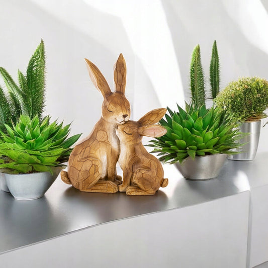 Figurka Króliki Wielkanocne 24 cm Dekoracja na Święta Ozdoba Stołu zając