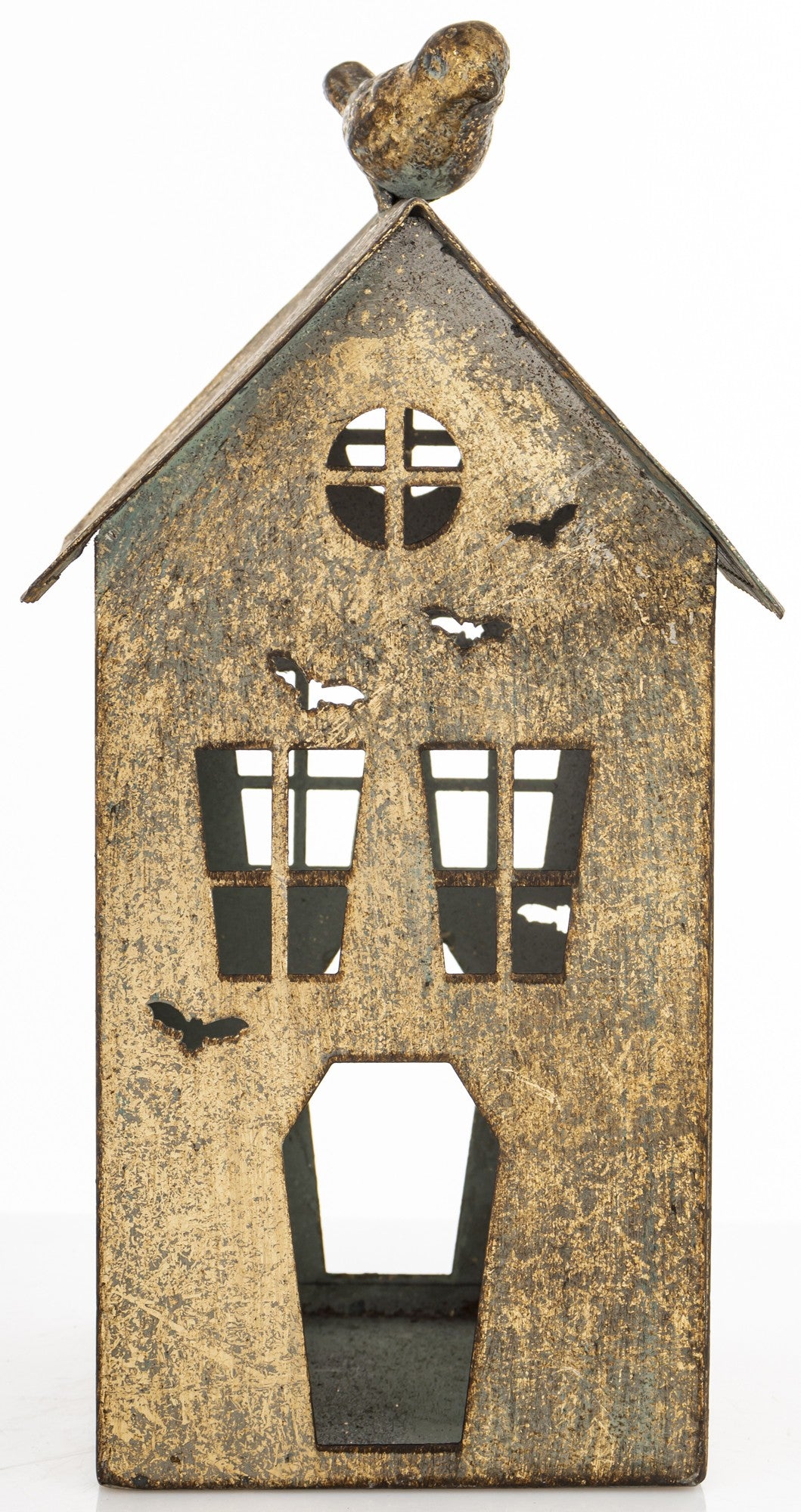 Figurka świąteczna Dekoracja Metalowa Domek złoty 23x12x12