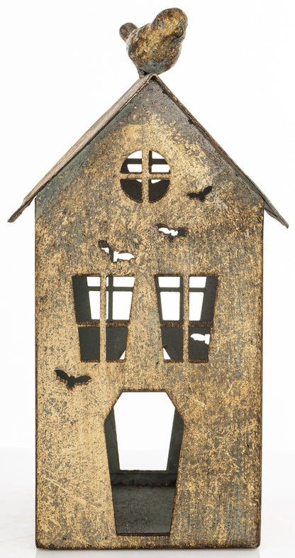 Figurka świąteczna Dekoracja Metalowa Domek złoty 23x12x12