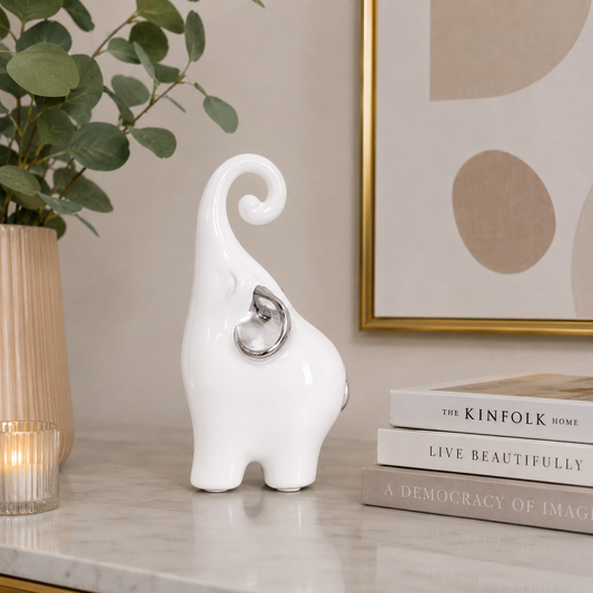 Słonik porcelanowy dekoracja ozdoba ceramika biały