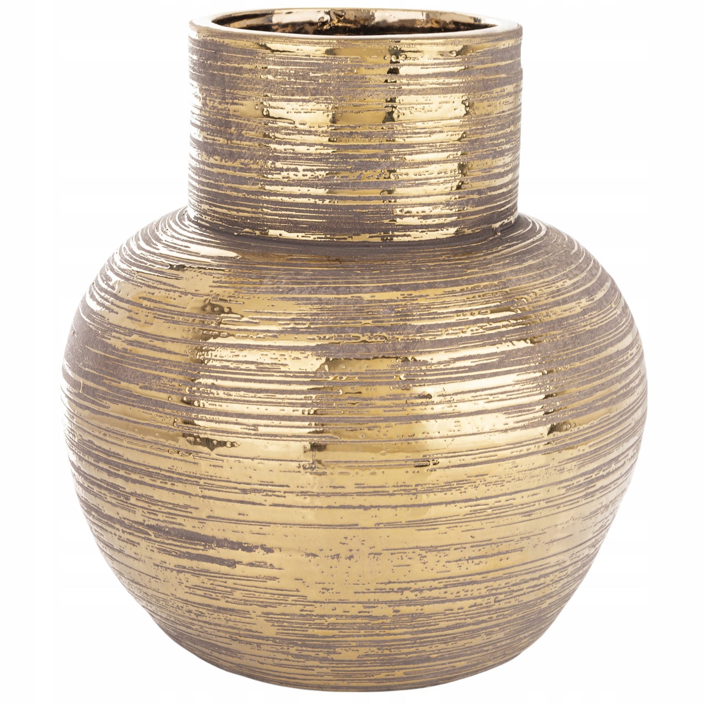 Wazon dekoracyjny ceramiczny 24 cm - brązowy -złoty cappucino