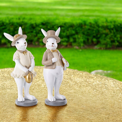 2 szt Pan i Pani Królik figurka wielkanocna złoty biała zając wielkanocny