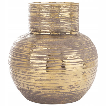 Wazon dekoracyjny ceramiczny 24 cm - brązowy -złoty cappucino