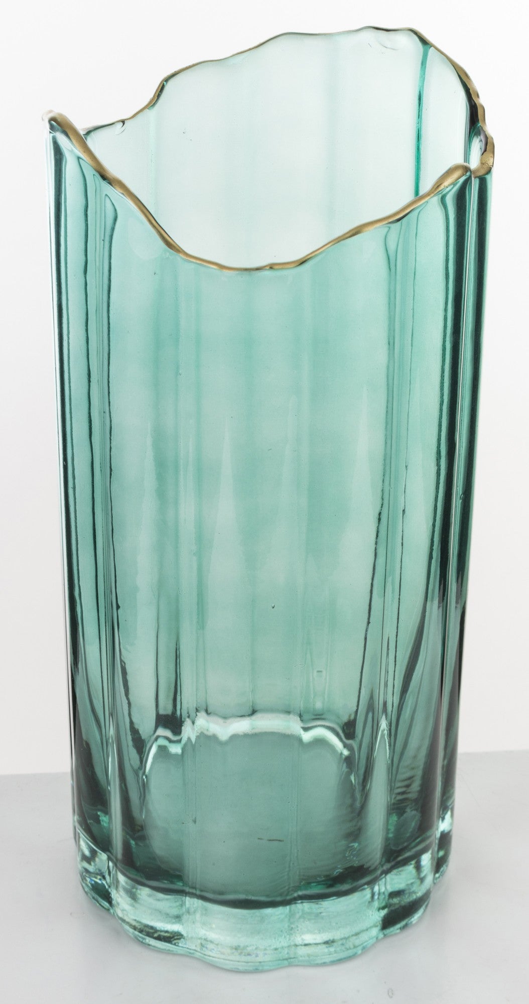 Wazon szklany Zielony, transparentny, złoty 25x12x12cm