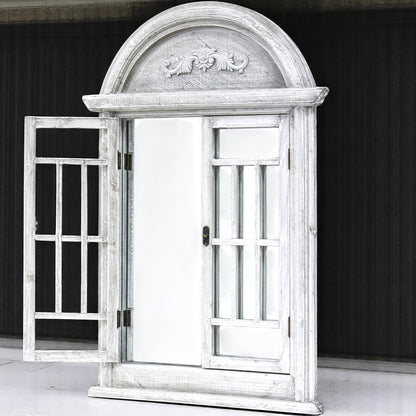 Lustro z okiennicami okno ścienne prostokąt rama drewno 550 x 800 mm
