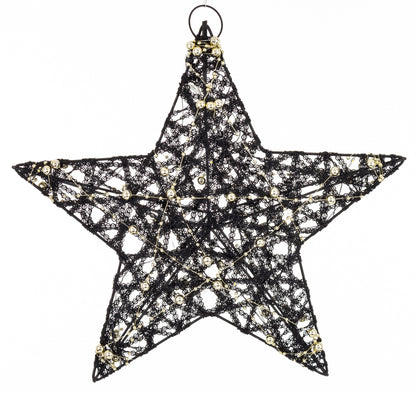 Ozdoba gwiazda LED z tworzywa czarno-złota 30x30x7 cm