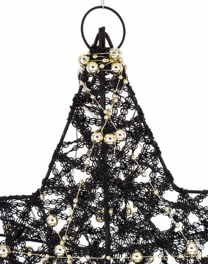 Ozdoba gwiazda LED z tworzywa czarno-złota 30x30x7 cm