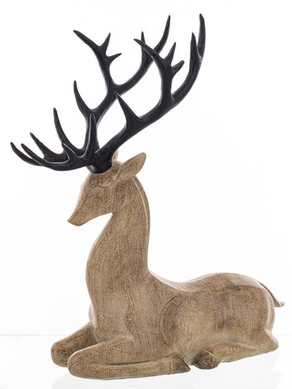 Figurka świąteczna renifer brązowy, czarny 33,5x29x12,5 cm