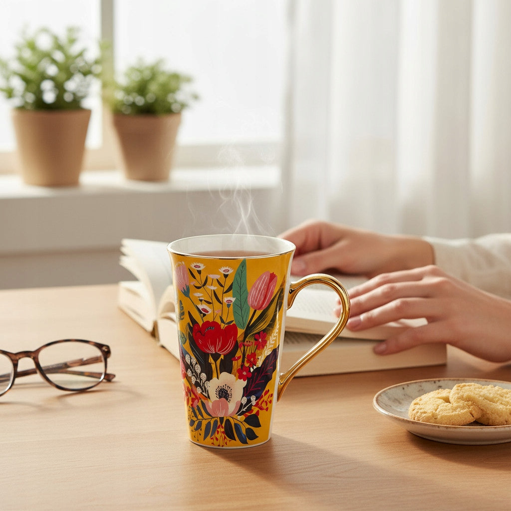 Porcelanowy Duży ozdobny kubek XXL w pudełku na prezent 700ml