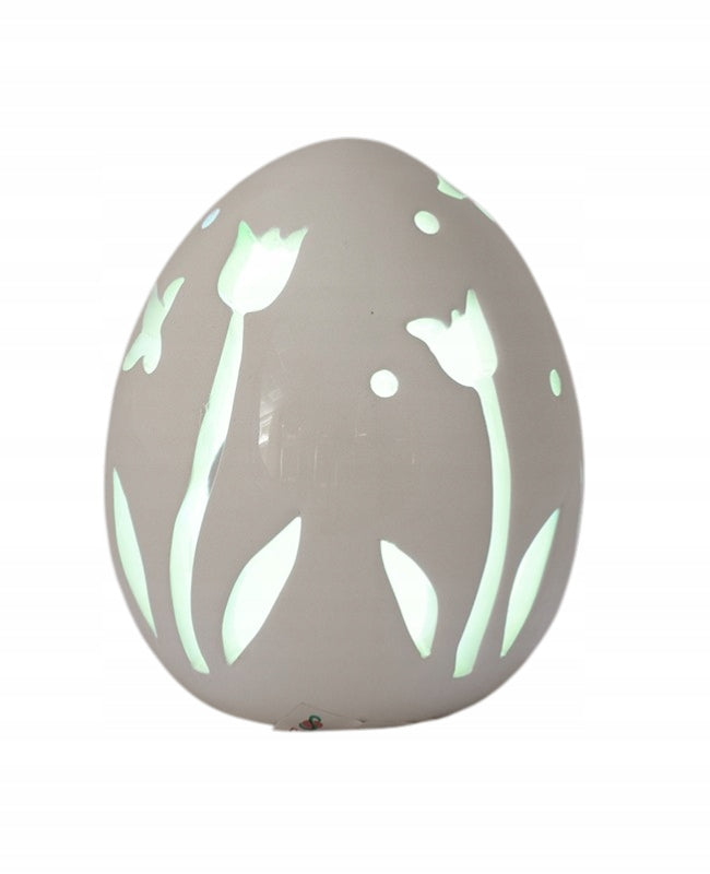 Jajko LED ceramiczne białe lampion wielkanocny dekoracja ozdoba na baterie