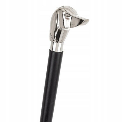 Długa łyżka do butów obuwia metalowa srebrna czarna pies elegancka 47 cm