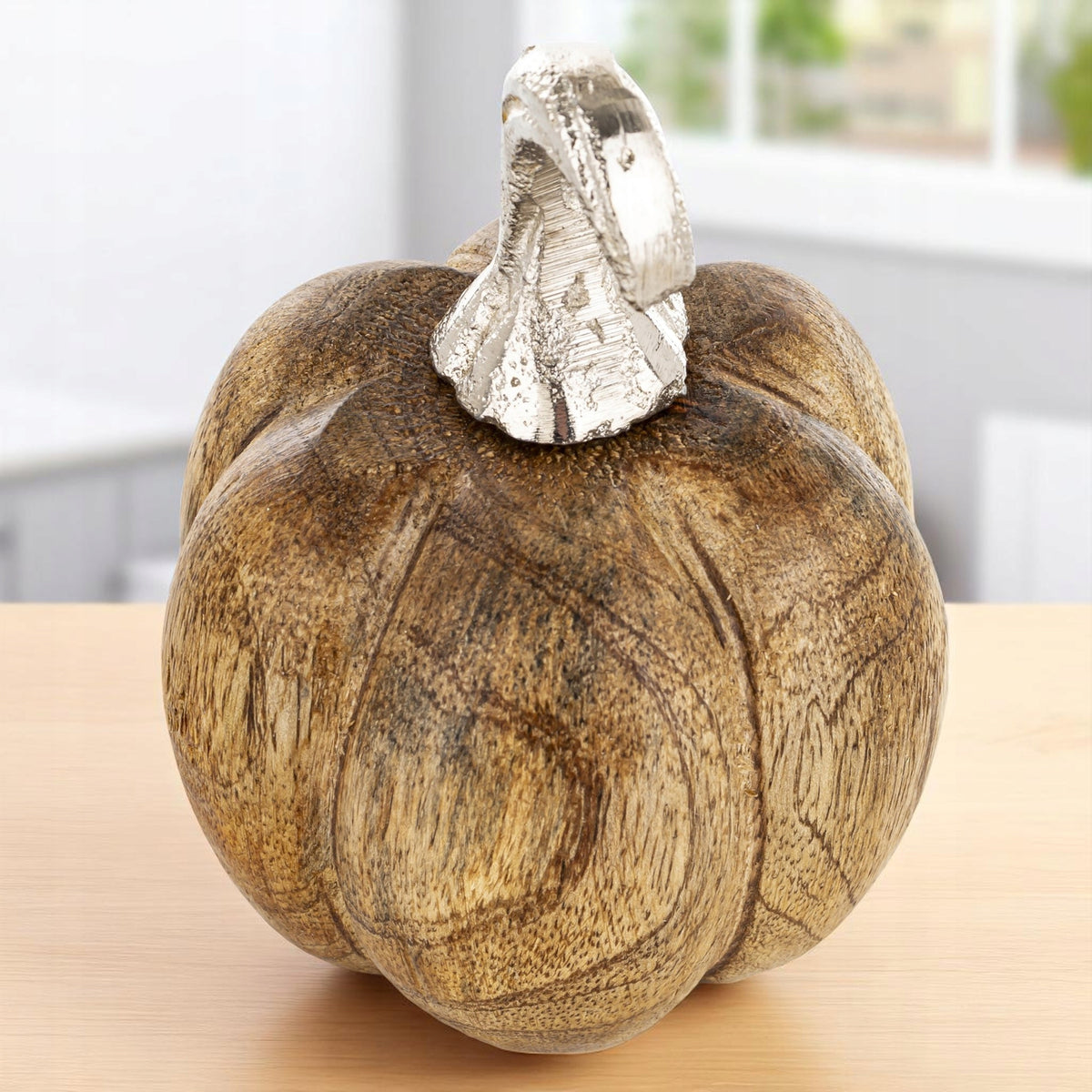 Figurka dekoracyjna dynia drewniana 10x6,5x6,5 cm drewno mango
